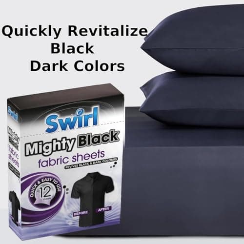 Swirl Mighty White Stain Remover 12 sheets Powerful Laundry Sheets for Brightening Whites and Color Run Prevention (2 Packs) (Mighty Black) — view 2