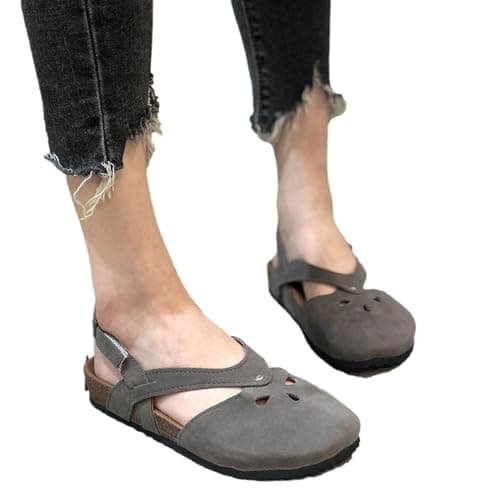 Womens Closed Toe Sandals Casual Comfort Wide Fit Ladies Flat Slippers Breathable Non-Slip Stylish Large Size Retro Strappy Sandals Indoor Outdoor — view 5
