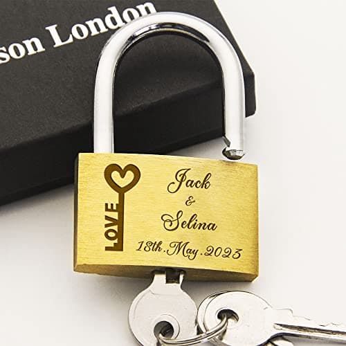 Personalised Padlock Engraved Padlock Love Lock Personalised Locks for Her Him Girls Couples Lover Anniversary Wedding Gifts for Christmas Large Love Lock for Travel Trip Valentines(Design 2) — view 4