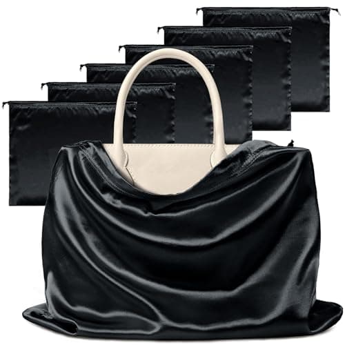Manyshofu Satin Shoe Storage Bag, 7 Pack, Black (23.6 x 19.6)