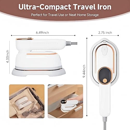 HRDZML Travel Steamer for Clothes,1400W Travel Iron,10-Second Rapid Heat-Up — view 3