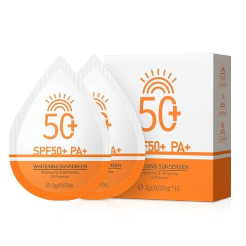 SPF 50 Face & Body Sunscreen - Individual Packaged Daily Lotion, Travel Size Gentle Hydrating Non-Greasy, Portable Water Resistant for Sport (Pack of 15)