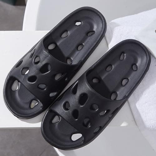 Breathable Mesh Water Slippers for Men and Women, Quick-Dry Outdoor Indoor Shower Slide Sandals with Drainage Holes, Lightweight Comfortable for Pool Beach Bathroom and Daily Wear (Black, 7) — view 2