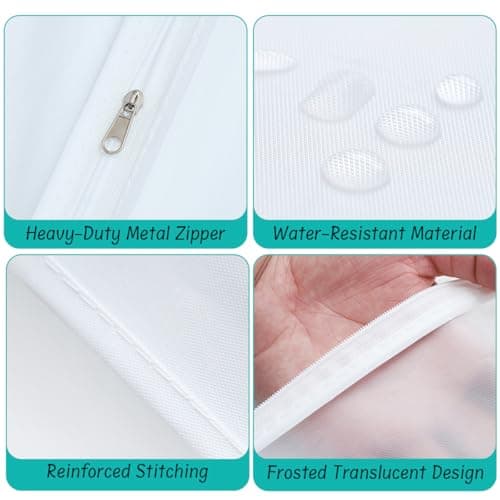 Garment Bags 5pcs PEVA Translucent Clothes Covers with Zip, Moth Proof Waterproof Dustproof Breathable Suit Protector Storage Bags for Clothes 60x100cm.(White) — view 5