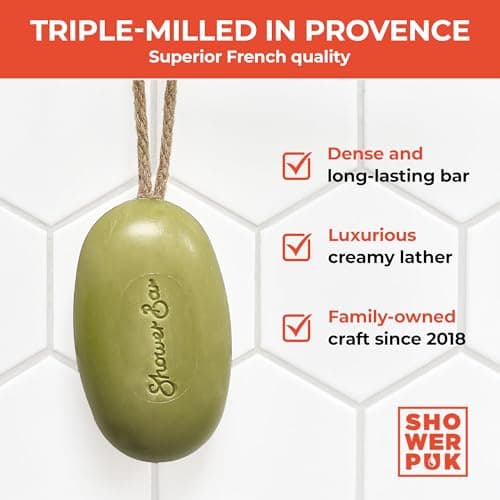 Olive Scented Soap on a Rope - 220g Natural Solid Body Wash Bar for Travel & Home - Long Lasting, Vegan, Plastic-Free, Eco-Friendly & Moisturizing — view 6