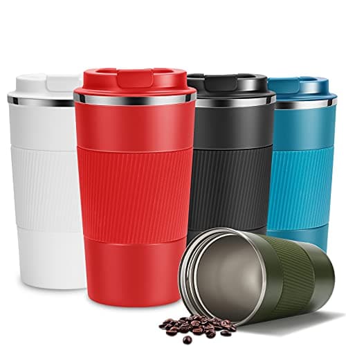 YINJAM Travel Mug 510ml Reusable Insulated Coffee Cups Vacuum Insulation Stainless Steel Thermal Bottle for Hot Cold Drinks (Red, 510ml)