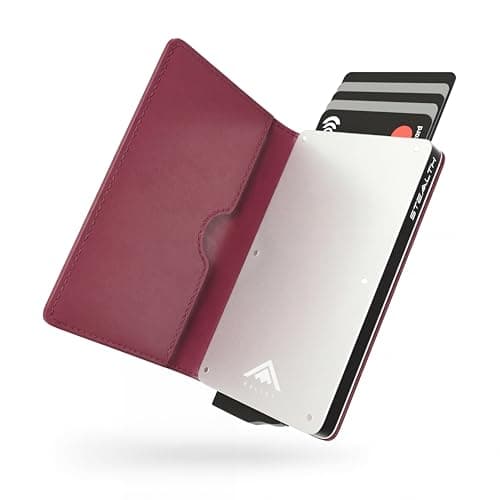 Stealth Wallet - Burgundy Slim RFID Blocking Metal Card Holder for Men