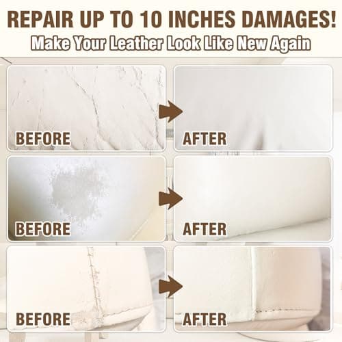 Cream Leather Repair Kit for Furniture, Vinyl Repair Kit for Car Interior, Sofa, Purse and Jacket, Restore Any Material with Super Easy Instructions to Fix Scratches, Tears, Holes, Peeling — view 3