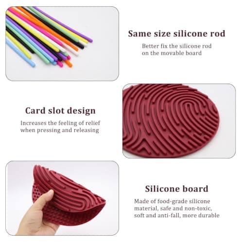 OMJMYY Sensory Activity Board Sensory Silicone Fidget Toy Sensory Board Fidget with 20 Strings and Travel Bag for Adults and Children 3+ Anxiety Stress ADHD Autism (Burgundy) — view 4