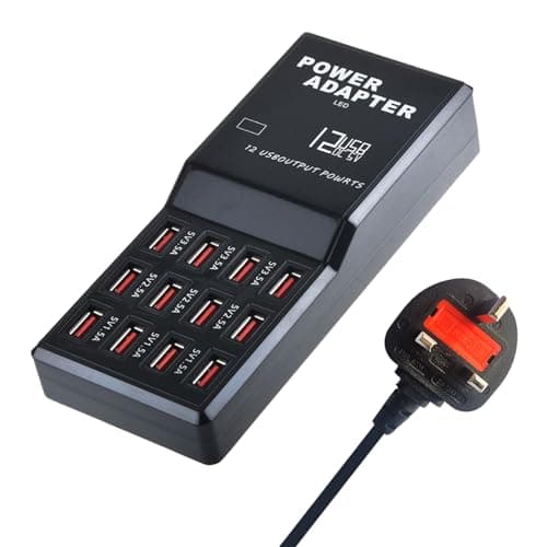 Balabaxer USB Charger,12-Port 60W Multiple USB Charging Station,Multi Ports Charger Charging for Smartphones，Tablets，and Other Devices.