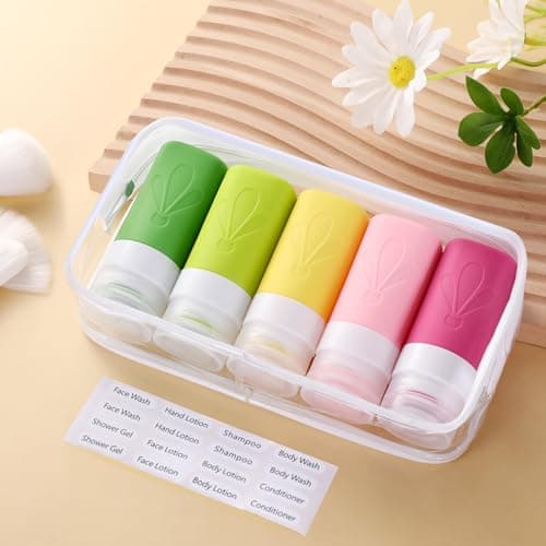 INSFIT Travel Bottles for Toiletries, CAA Approved 60ml Travel Size Containers, BPA Free Leak Proof Squeezable Silicone Tubes for Shampoo Conditioner Lotion Soap with Labels — view 6