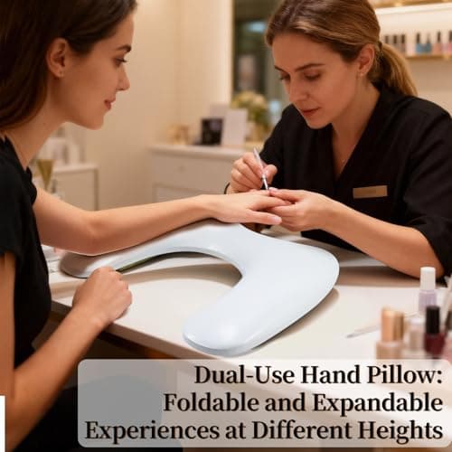 CENBEII Large U Shaped Arm Rest for Nails, 4 Foldable Metal Golden Stands — view 3