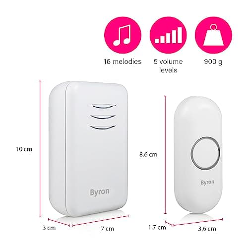 Byron Wireless Portable Doorbell Set - 150 m Range - 16 Melodies - DBY-22311 — view 3