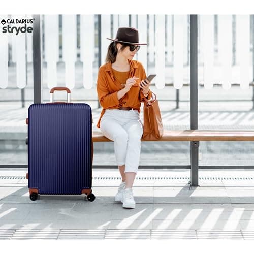 CALDARIUS Hardshell Luggage | Durable Suitcases | Lightweight & Secure with Combination Lock | Smooth 4 Dual Spinner Wheels | Ideal Travel Bag & Luggage Sets (Blue, Large 28") — view 5