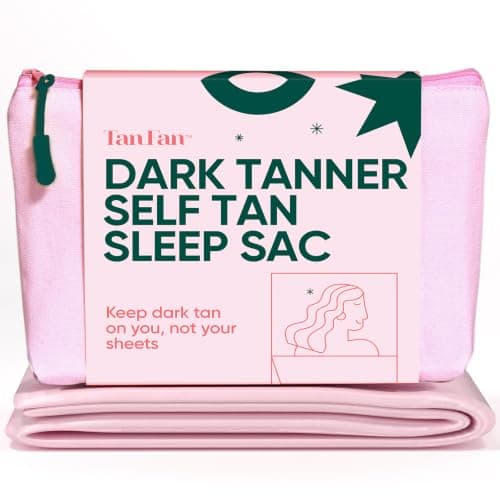 Self Tan Sleep Sac – Dark Tan Edition (Pink) – Protect Sheets from Dark Tanner - No Transfer Guarantee – 100% Silky Cool, Thicker Bottom, Lightweight Top, Foot Openings – Large Roomy Comfy