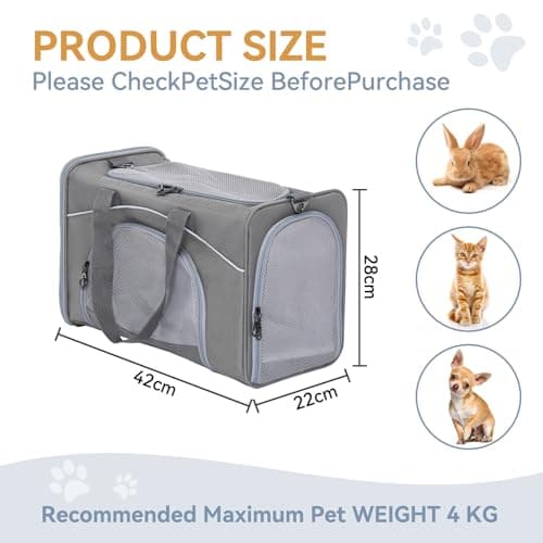 Petsfit Cat Carrier，Airline Approved Carrier,Small Dogs &Kitten Pet Carriers Two-Way Placement on Airplane, Collapsible Soft Sided Cat Travel Carrier-Grey — view 4