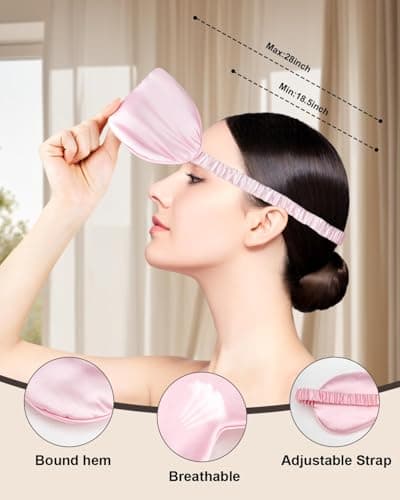 IEKEODI 2 Pack Silk Sleep Masks, Light Blocking Eye Masks, Black & Purple — view 3