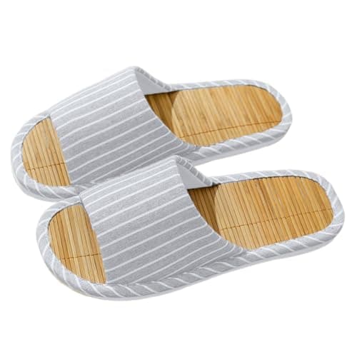Unisex Woven Slippers for Indoor and Outdoor Use, Japanese Style Breathable Slides with Soft Cotton Lining, Lightweight Casual Flip Flops for Men and Women (Grey, 10)