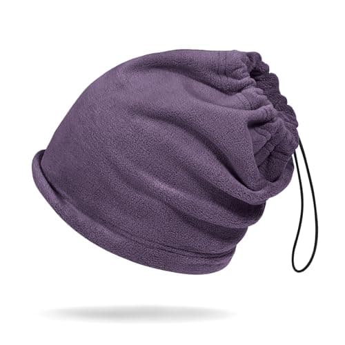 Clakllie Warm Polar Fleece Neck Gaiter Thermal Snood for Men Winter Face Mask Windproof Bandana Adjustable Face Covering Scarf for Skiing Motorcycle Outdoor Sports Running Cycling,HB25W1-Purple — view 6