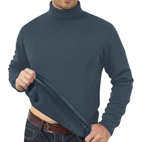 Turtle Neck Shirt Men Classic Basic Warm Pullover Shirts Dark Gray 4XL