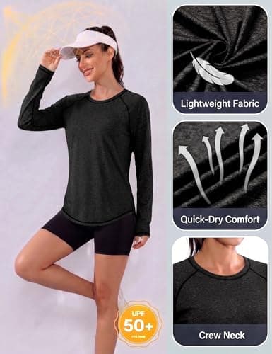 Gyabnw Womens Sports Top UPF 50+ Sun Protection Long Sleeve Quick Dry Black — view 5