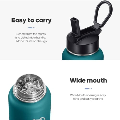HydroPal Vacuum Insulated 750ml Stainless Steel Water Bottle with Dual Lids — view 4