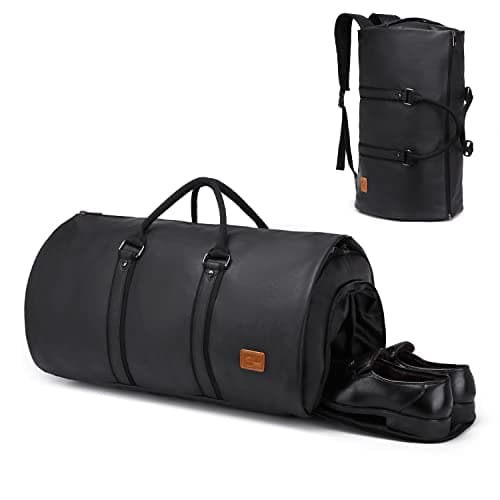 seyfocnia Convertible Travel Garment Bag,Carry on Garment Duffel Bag for Men Women - 2 in 1 Hanging Suitcase Suit Business Travel Bag, Dark Black