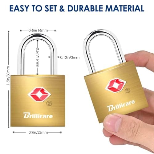 4 Pack TSA Approved Luggage Locks with Keys, Brass Travel Padlock, Solid Copper Waterproof Keyed Lock Unbreakable, Outdoor Metal Lock for Lockers, Bags, Backpack, Gym, Gate-Golden — view 2