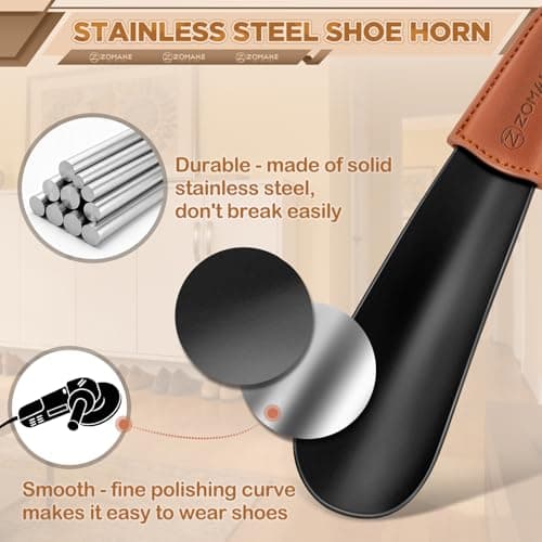 ZOMAKE Metal Shoe Horn, Small Shoehorn for Men Women Kids (1pc 19cm) — view 4