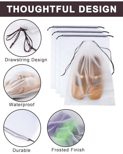 FitDA 8 Pack Shoe Bags for Travel,30 * 40CM Clear Drawstring Shoe Bags — view 3