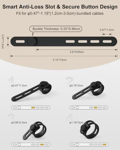 32Pcs Reusable Silicone Cable Ties, 16 Pastel & Classic Colours Wire Tidies with Button & Eyelet Design, 13cm Flexible Cord Management Straps for Headphone, USB Charger, Desk, and Travel Organiser — view 4