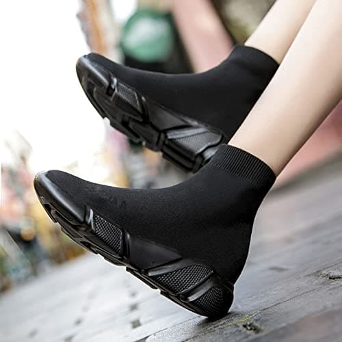 CERYTHRINA Athletic Walking Shoes Knit Weave Mesh Socks Running Shoes Lightweight Breathable Fashion Sneakers Road Fitness Train Dance Gym Casual Platform Loafers Black 43 — view 6