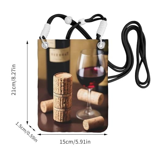 YQxwJL Wine Cork Print Sling Bag For Men Women, Casual Mini Phone Purses, Anti-Theft Phone Bag, For Hiking Travel, Black, One Size — view 4