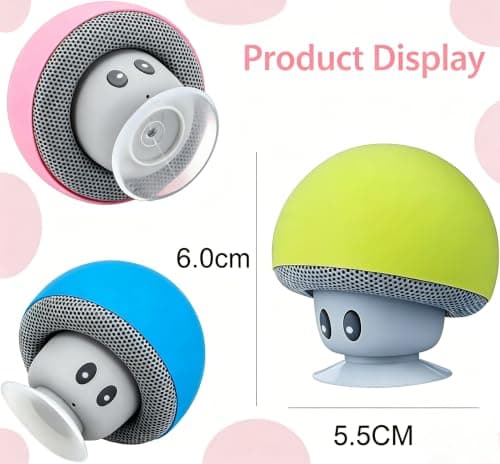 Longben Mini Mushroom Portable Bluetooth Speaker V5.0 Wireless Audio Device with Suction Cup & Built-in Microphone, Compatible with Smartphones, Laptops for Home & Outdoor Use-Yellow — view 6