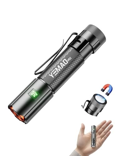 Yemao Rechargeable Pocket Torch with Magnetic Base, 1500 Lumens, Grey