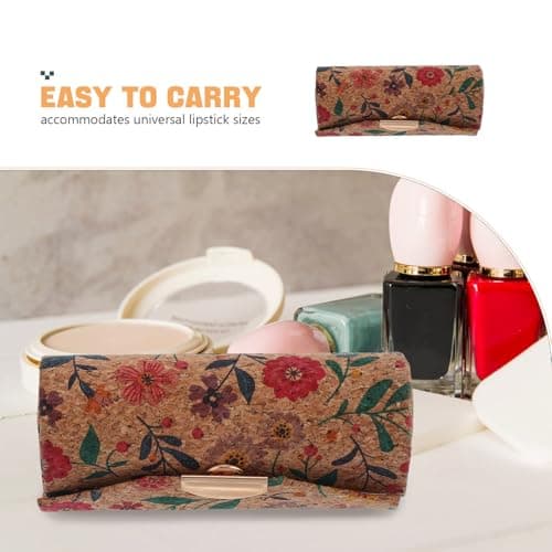 Lipstick Holder Case with Mirror, Cork Travel Makeup Organizer — view 3