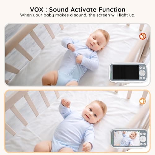 2026 Upgraded Boifun Baby Monitor with Camera and Night Vision, No WiFi, 4-inch Crystal Clear IPS Screen, 2-Way Talk, Temperature & Sound Alerts, 3x Zoom, Lullaby, Feeding Reminder,LED Sound Indicator — view 6