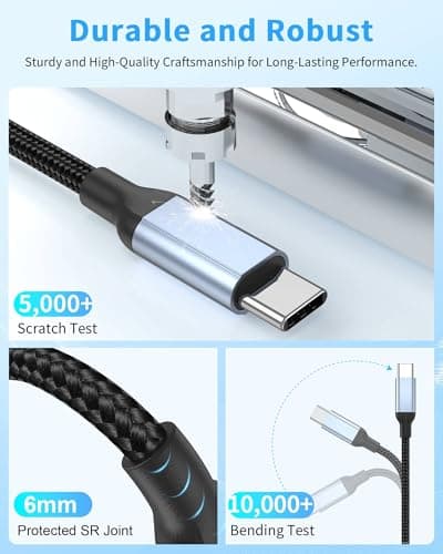 Short USB to USB C Fast Charger Cable (20cm 2PCS), USB2.0 Short USBA to USBC Charging Cable, Nylon 0.2m Small USBC Lead for iPhone 17 16 15, Samsung Galaxy S24 S23 Huawei, Pixel, Xiaomi — view 4