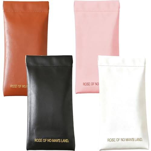 Ousuwo Pack of 4 Automatic Closure Storage Bag, Makeup Organiser Pouch for Sunglasses, Lipstick, Cosmetics & Small Accessories, Portable Travel Bag for Earphones & Cables
