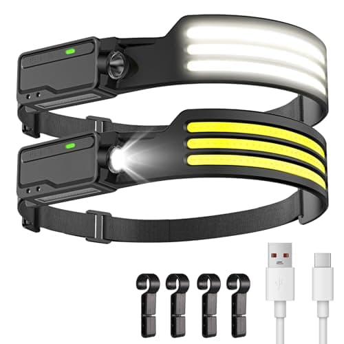 LUTW Head Torch Rechargeable, Motion Sensor Control Headlamp, 2 Pack