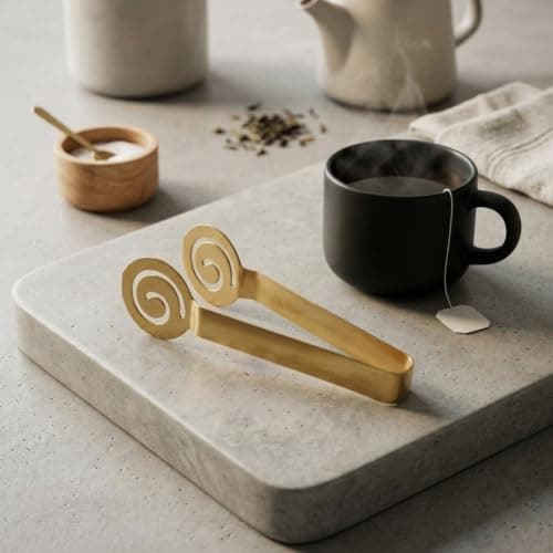 Spring Assisted Stainless Steel Tong for Tea Bag Compression and Gentle Handling of Bread Grilled Meats and Vegetables (Silver)