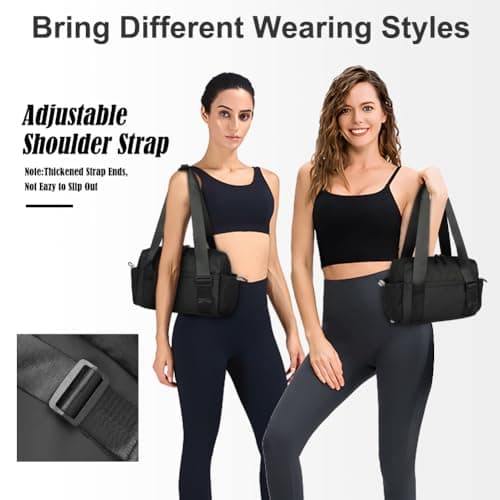 Flintronic Mini Gym Bag for Women, 30 * 18 * 11.5CM Portable Duffle Bag with Adjustable Straps, Waterproof Travel Duffle Bag with Wet Compartment, Small Gym Bag for Gym Outdoor Activities(Black) — view 5