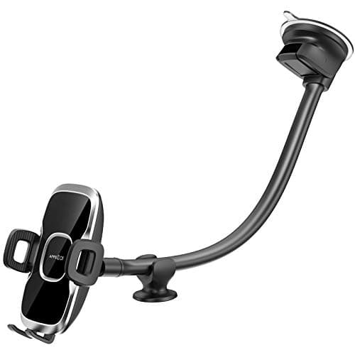 APPS2Car Windscreen Phone Holder - Flexible Goose-neck Arm, 13" - Compatible with 4-6.8" Phones - Suction Base Dashboard Holder for Van/Truck