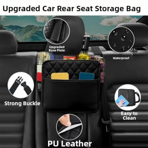 Car Seat Back Organizer with Trash Bag, Foldable Faux — view 4