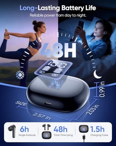 ZIUTY Wireless Earbuds, Bluetooth 5.4 Ear Buds with HiFi Stereo Deep Bass — view 6
