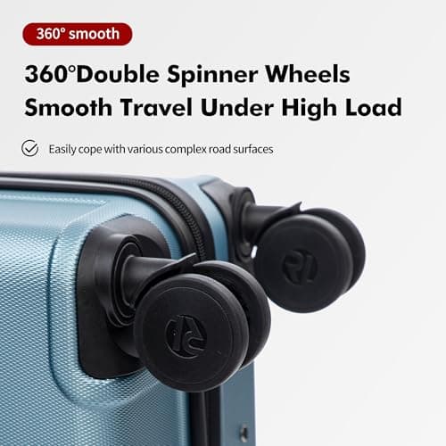 Rocklands® Cabin Suitcase 55x40x20cm Hard Shell TSA Lock, 4 Spinner Wheels, Lightweight Hand Luggage Small Travel Bag, Approved for 100+ Airlines Including Ryanair, EasyJet (Ice Blue, Cabin (20 Inch)) — view 4
