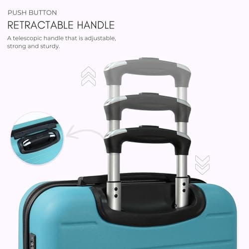 Rocklands® Lightweight 4 Wheel Hard Shell Luggage Suitcase Ryanair Cabin Travel Bag 55x40x20cm - ABS822 (Turquoise) — view 5