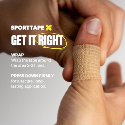 2 Rolls SPORTTAPE Cohesive Finger Tape - 2.5cm x 4.5m, Compression - Beige — view 5