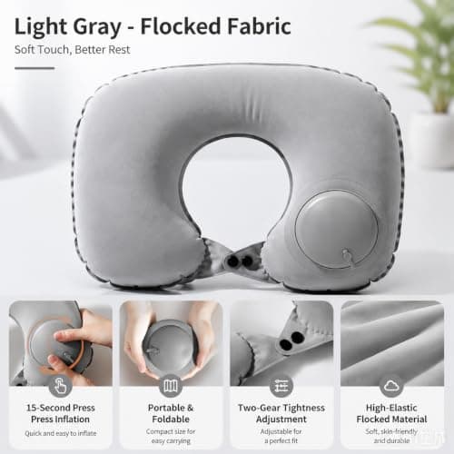 MOLICRAIN Inflatable Travel Pillow with Hand Pump, Neck Support for Flights — view 6