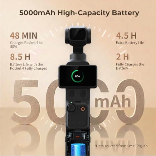 SMALLRIG Pocket 4P/4/3/Xtra Muse Battery Handle 5000mAh with Tripod for DJI — view 3